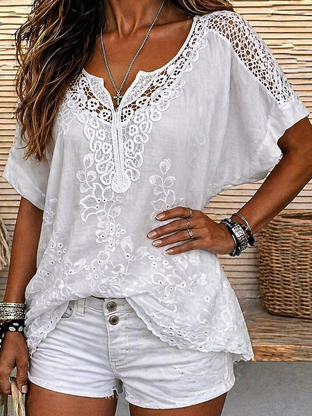 Women's Lace Solid Color Casual Blouse ✨👚
