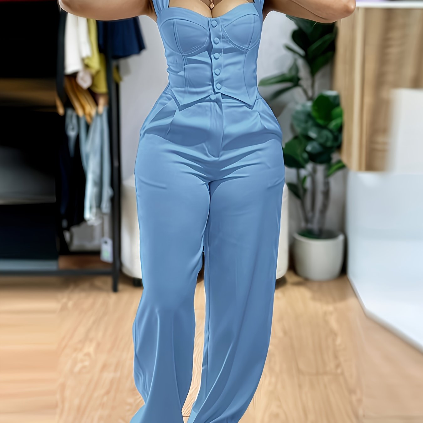 2026 Easy Style Vest And Pants Set Long Trousers Casual Wide-Leg Casual Trousers Women'S