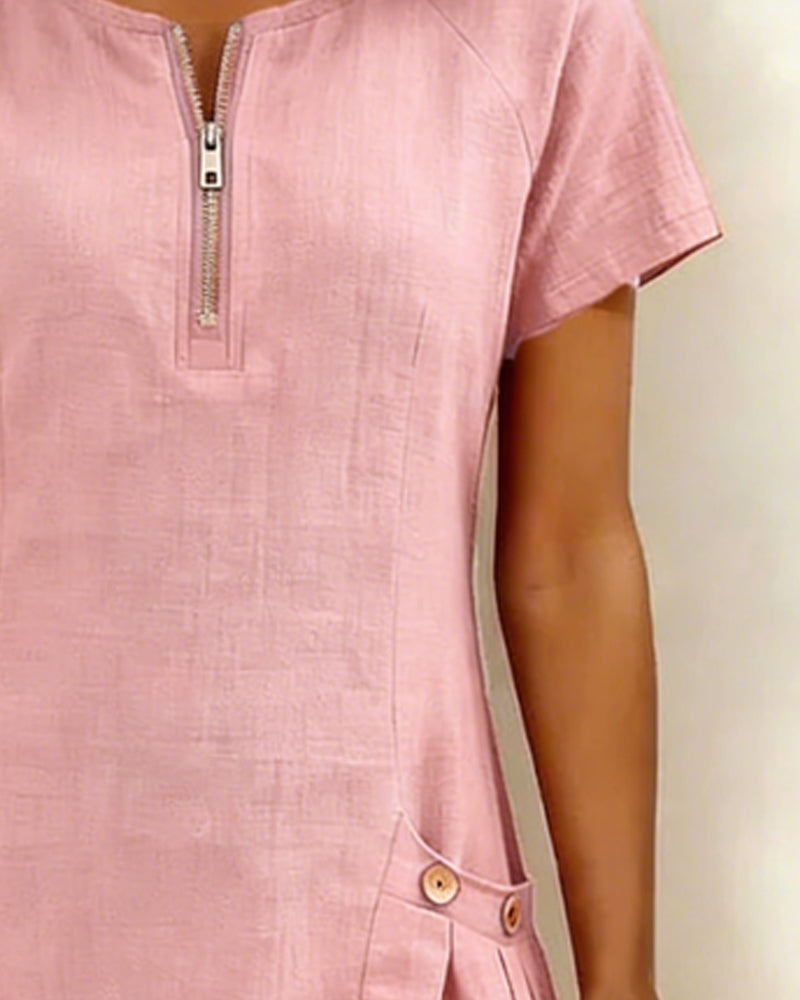 🌿 Casual Cotton Linen Dress with Pockets