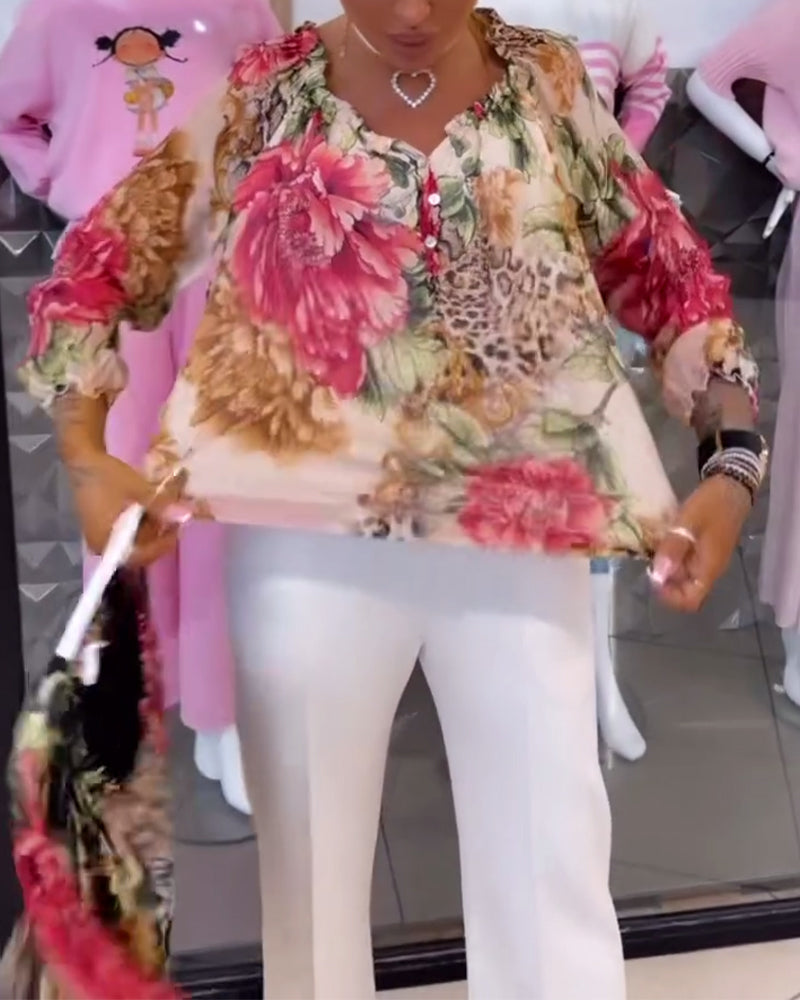 Florielle Petal V-Neck Blouse