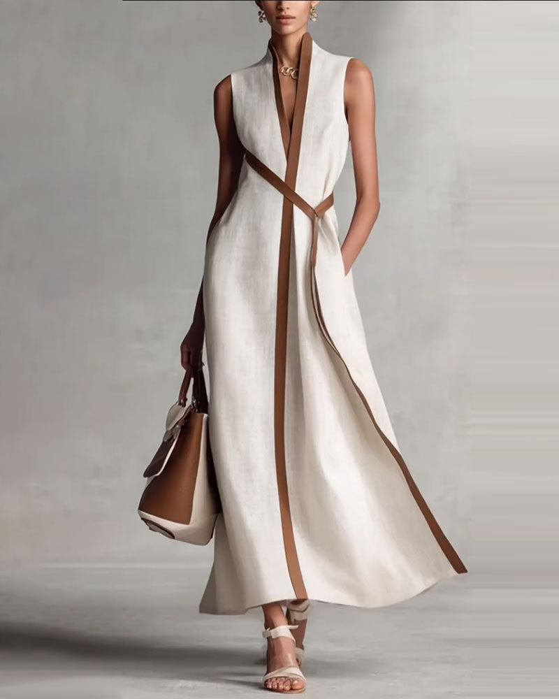 Contrast Sleeveless Maxi Dress