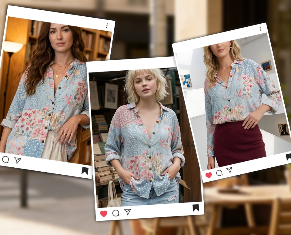 Florvex™ | Artistic Patchwork Relaxed Shirt