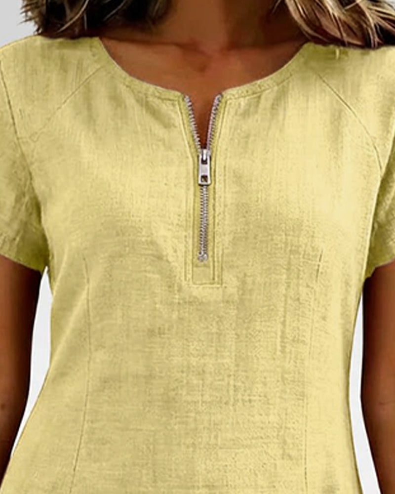🌿 Casual Cotton Linen Dress with Pockets