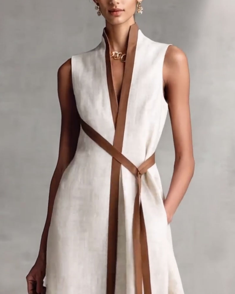 Contrast Sleeveless Maxi Dress