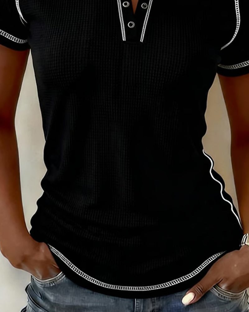 Waffero™ | Waffle Knit Henley Tee