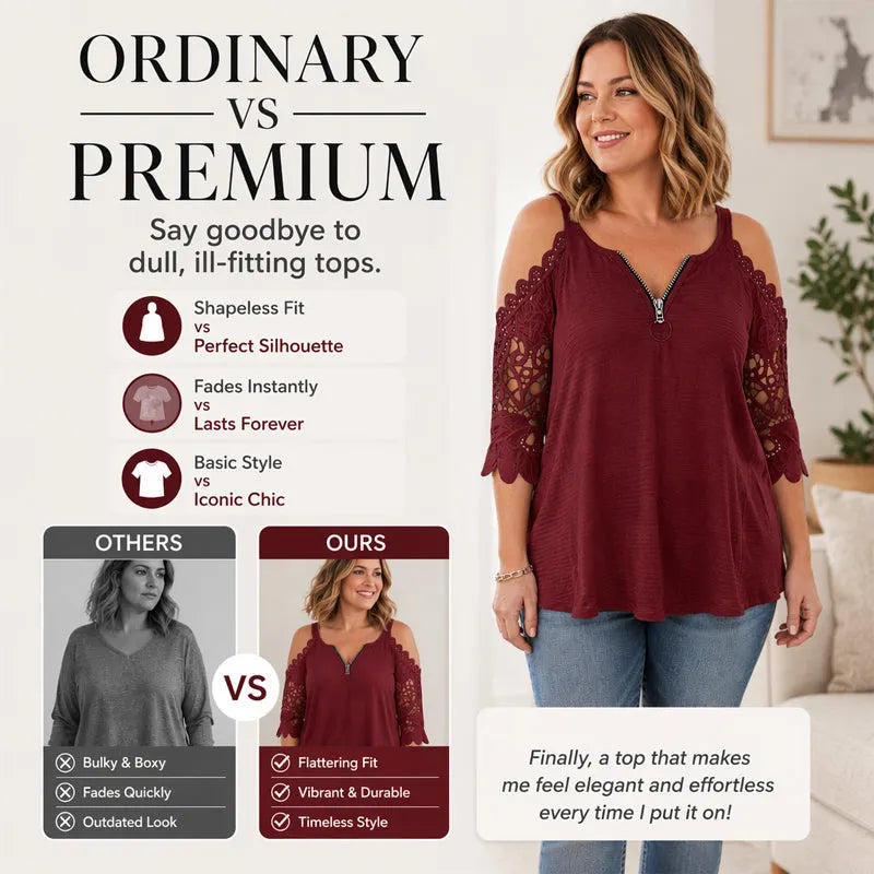 ⌛ Limited-Time Offer – Women’s Lace Off-Shoulder Blouse with Zipper