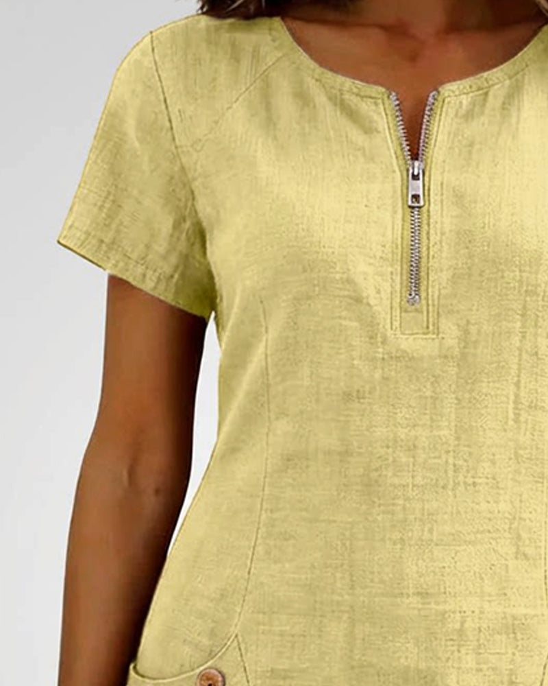 🌿 Casual Cotton Linen Dress with Pockets