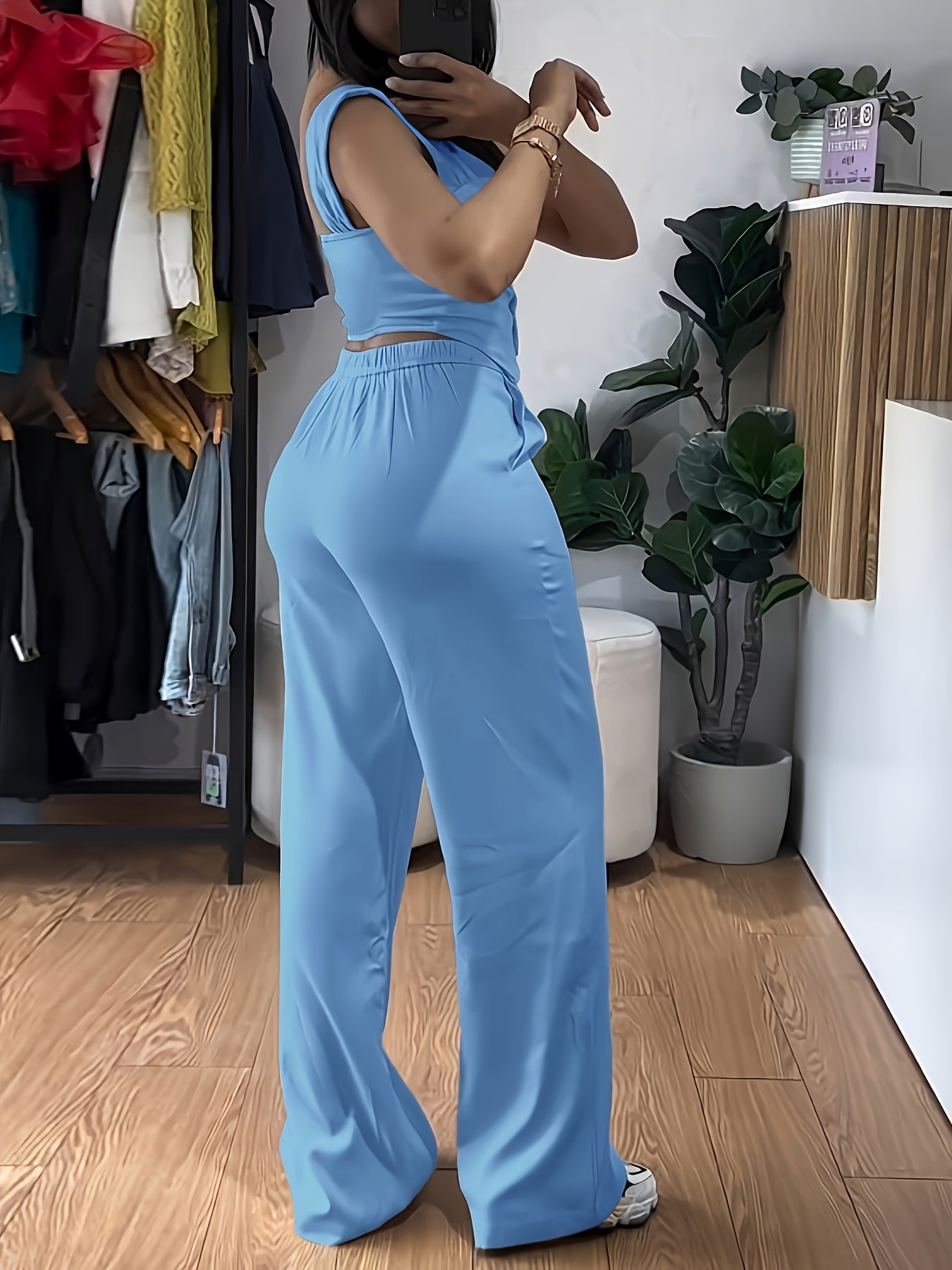 2026 Easy Style Vest And Pants Set Long Trousers Casual Wide-Leg Casual Trousers Women'S