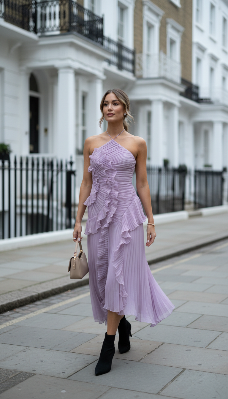 Rosé Pleated Maxi Dress