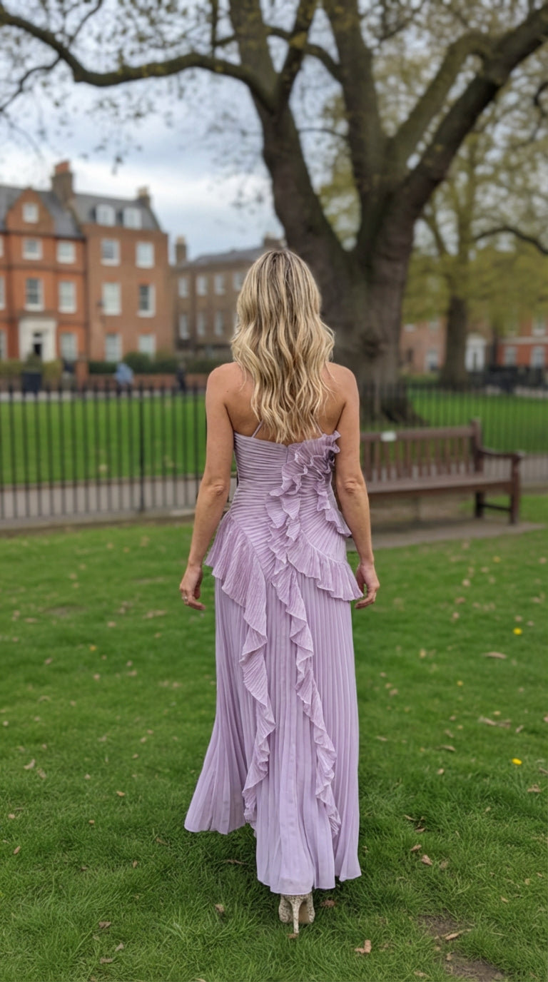 Rosé Pleated Maxi Dress