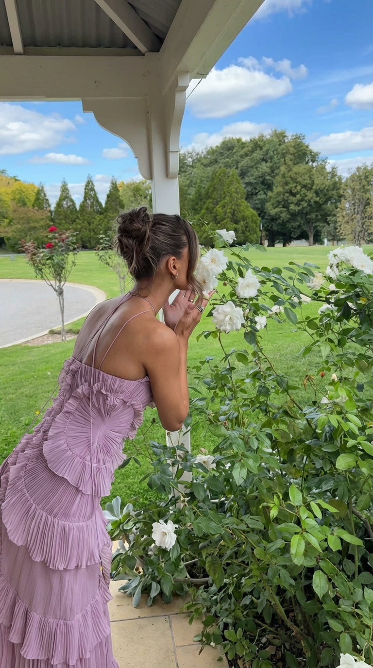 Rosé Pleated Maxi Dress