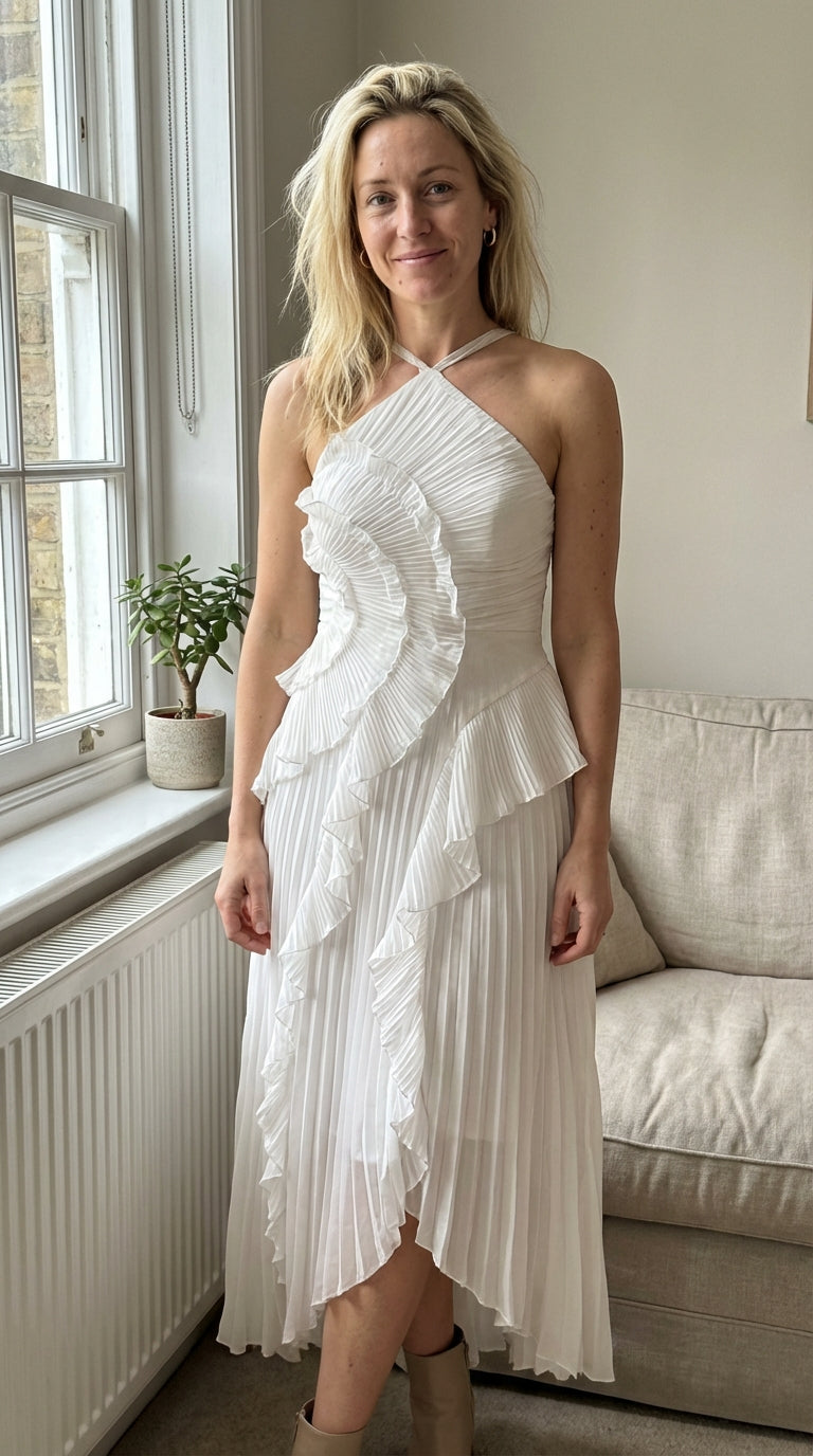 Rosé Pleated Maxi Dress