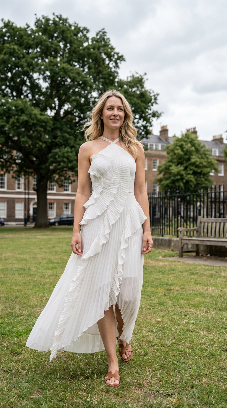 Rosé Pleated Maxi Dress
