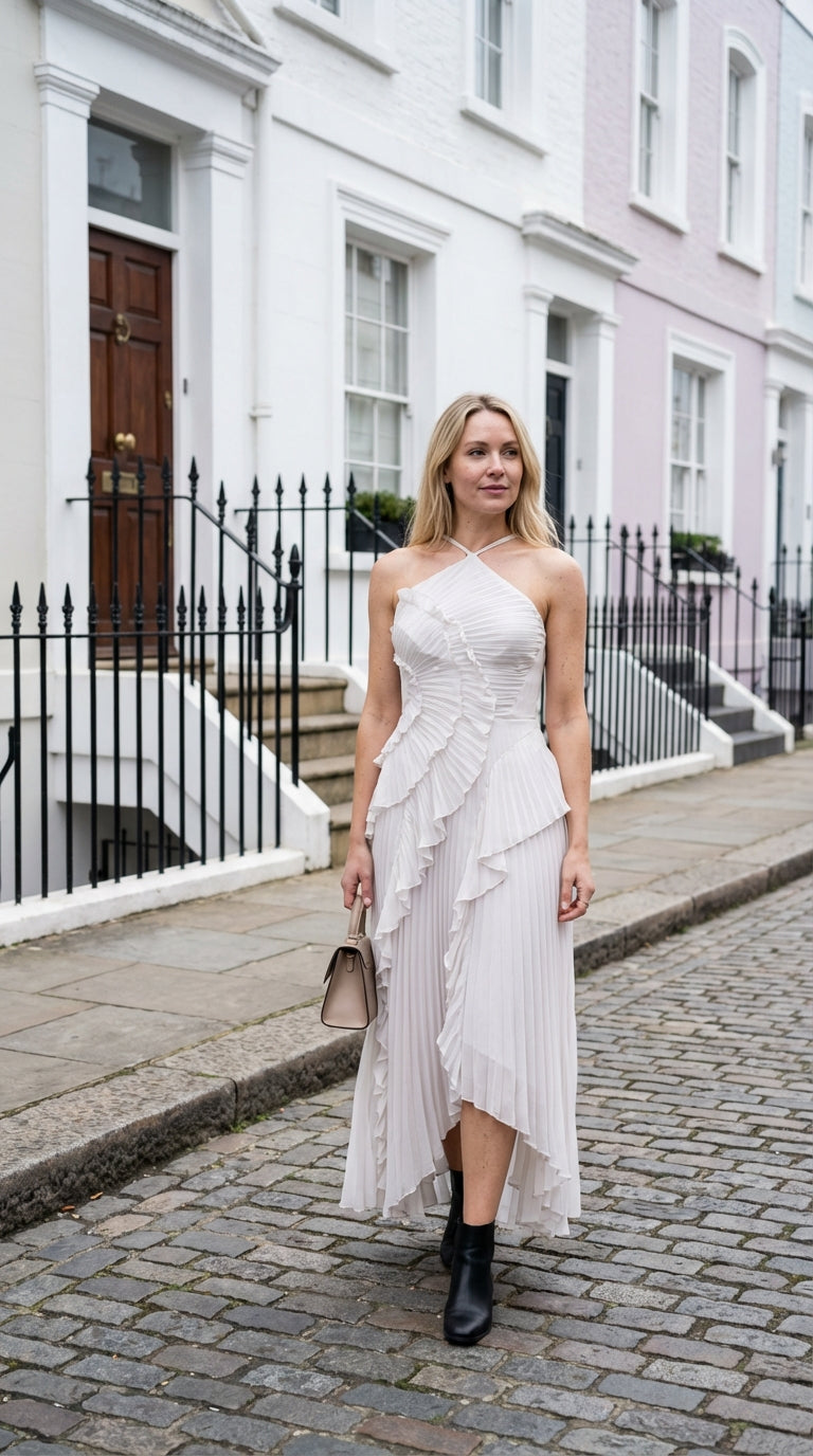 Rosé Pleated Maxi Dress