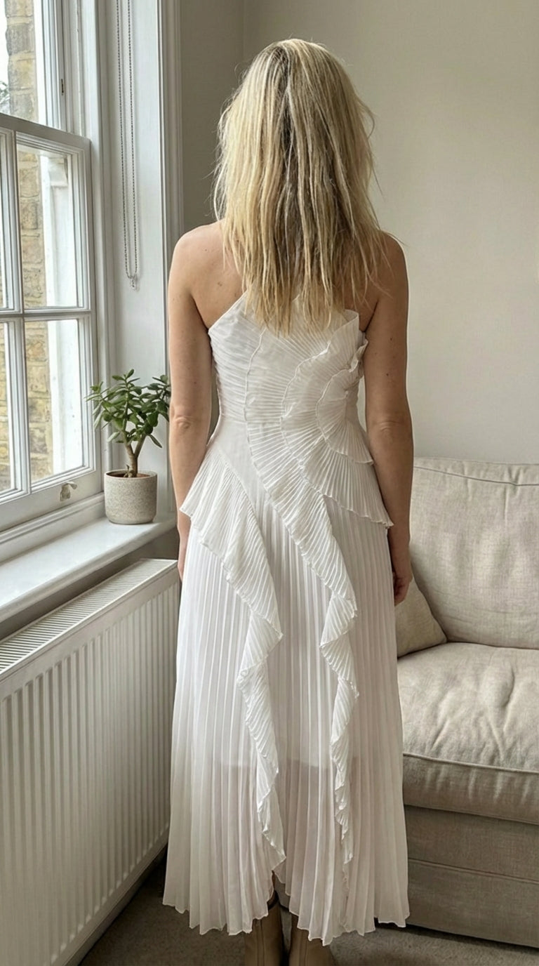 Rosé Pleated Maxi Dress