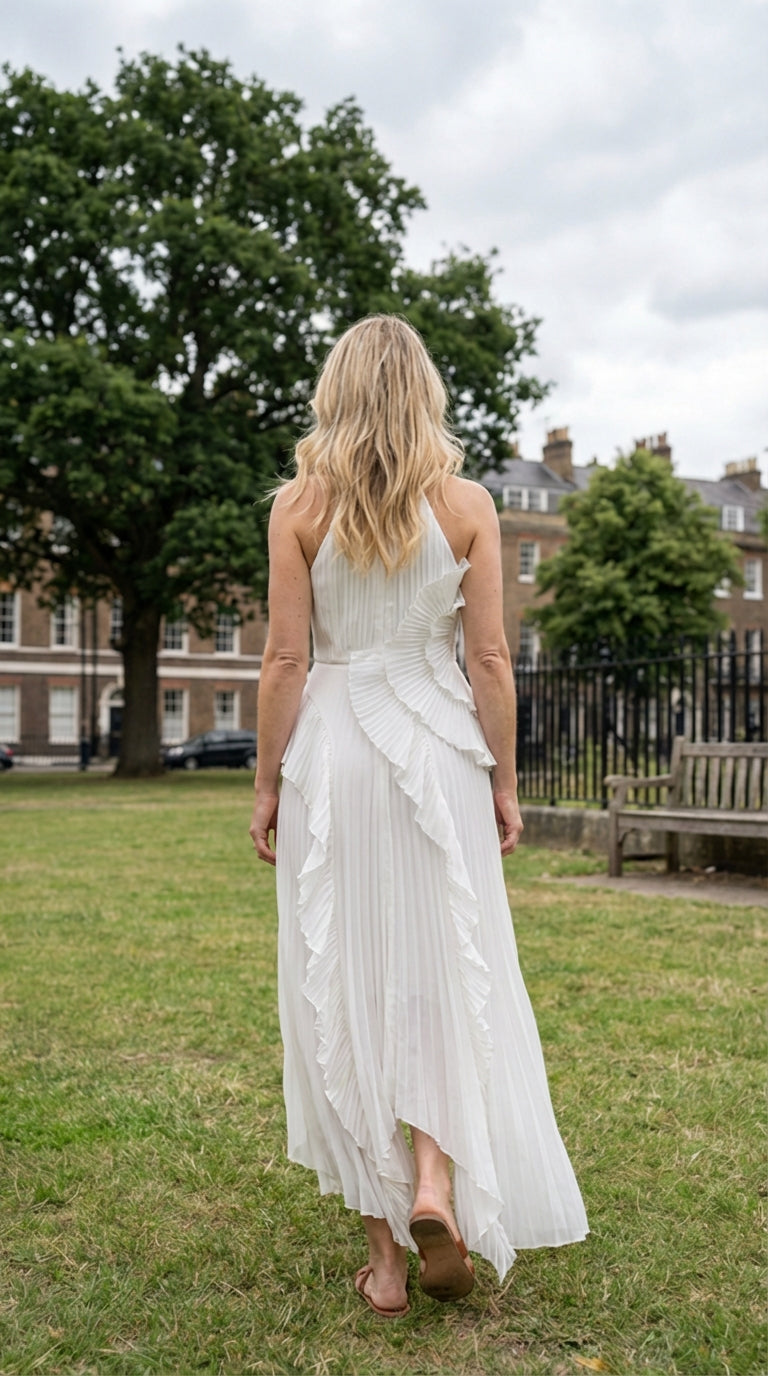 Rosé Pleated Maxi Dress