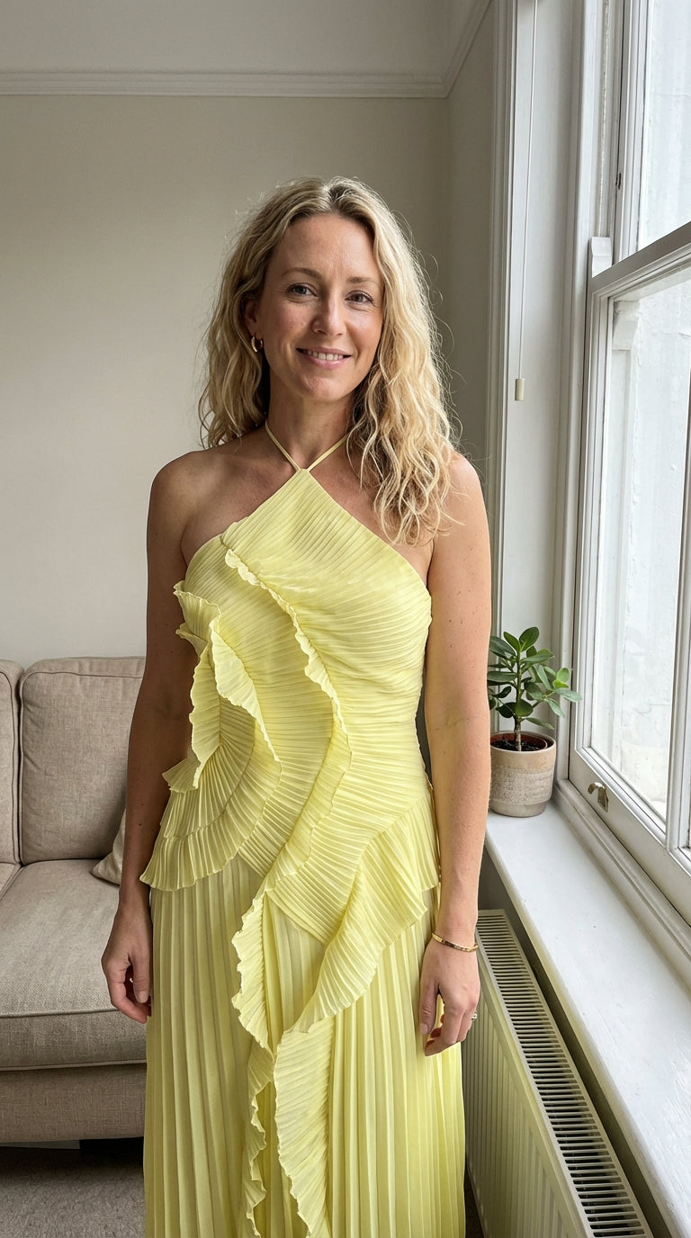 Rosé Pleated Maxi Dress