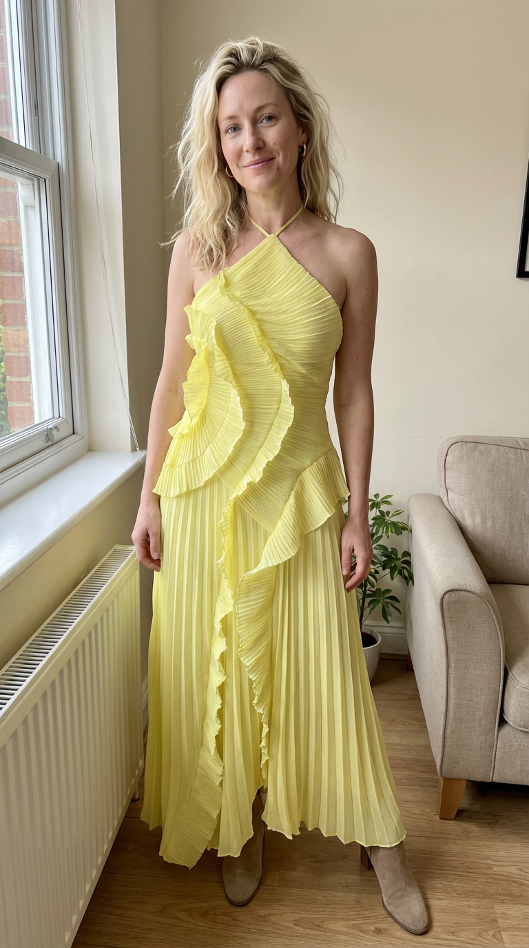 Rosé Pleated Maxi Dress
