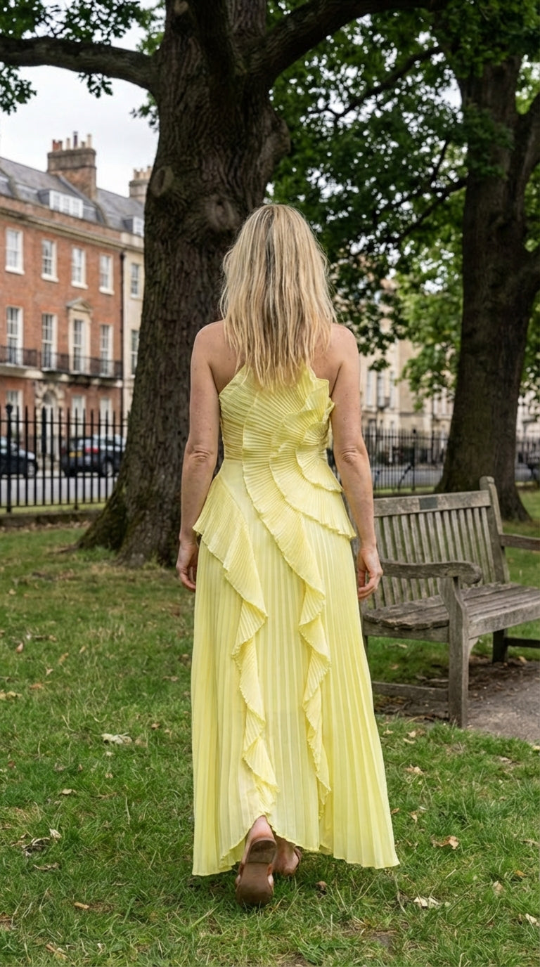 Rosé Pleated Maxi Dress