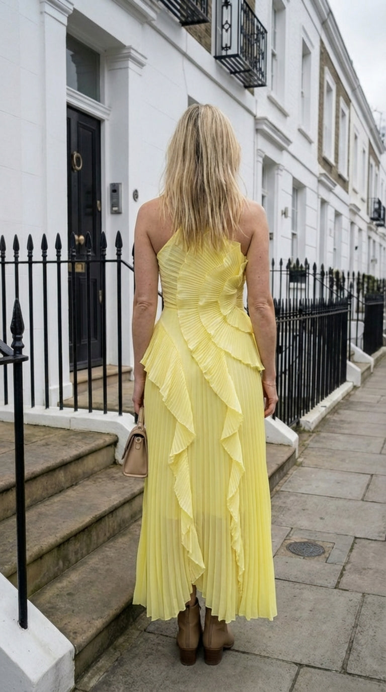 Rosé Pleated Maxi Dress