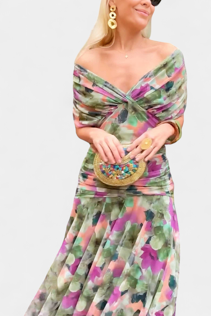 Alondra™ BloomVera Floral Maxi Dress with Elegant V-Neck
