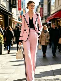 ✨ New Arrivals & Special Offers – Women’s Blazer & Pants Set with Contrast Trim