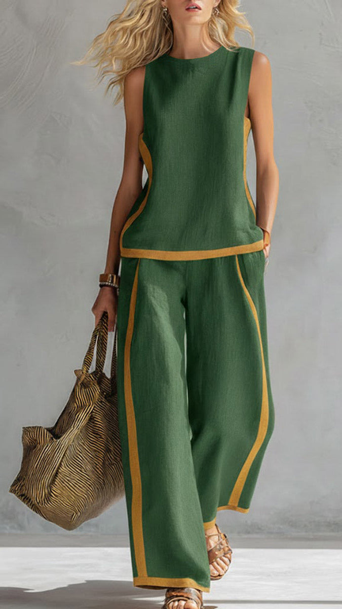 Beyoncé – Modern Linen Two-Piece for Effortless Looks