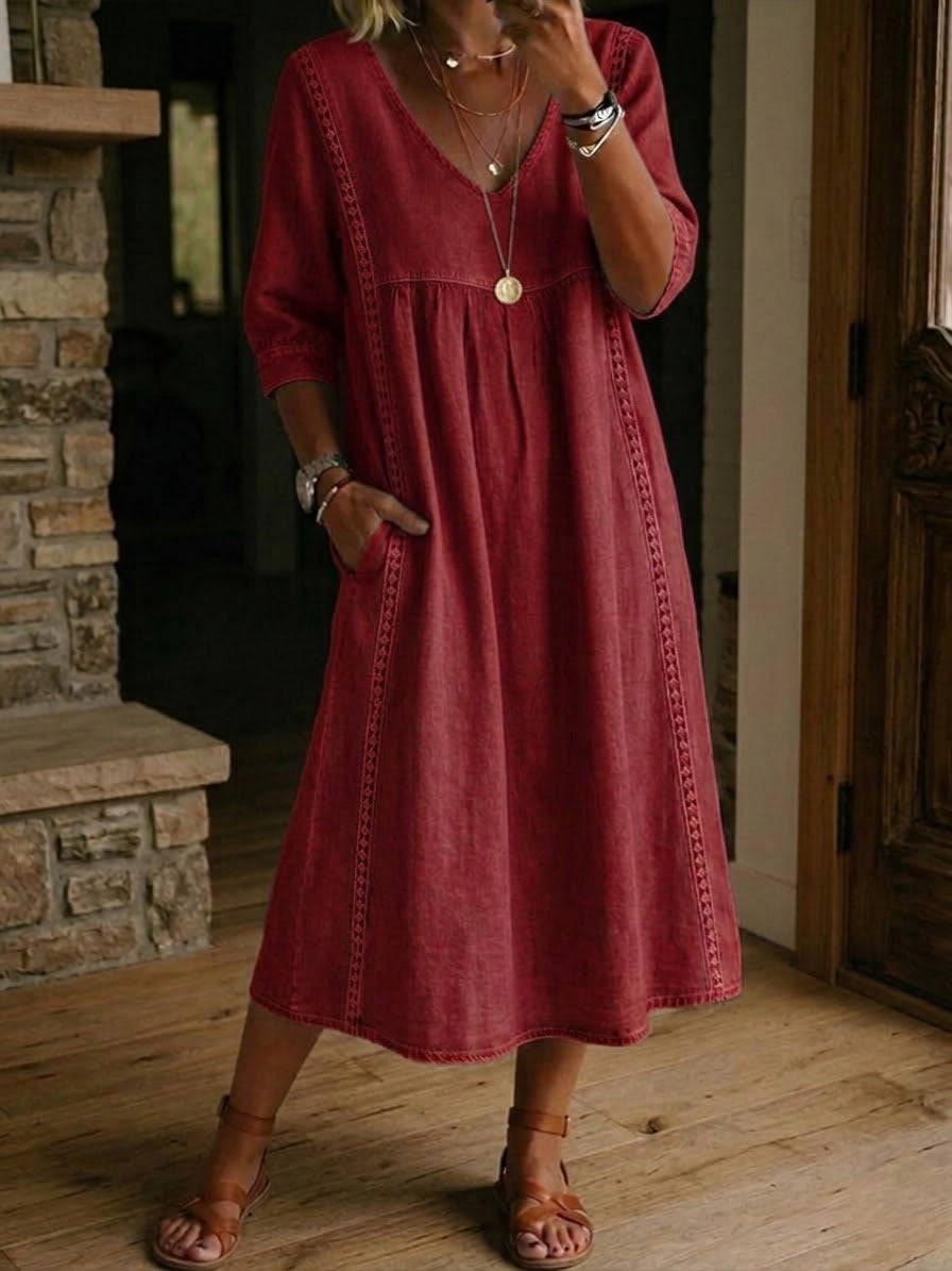Virella™ | Loose-Fit Linen & Cotton Dress with Lace Details ✨👗