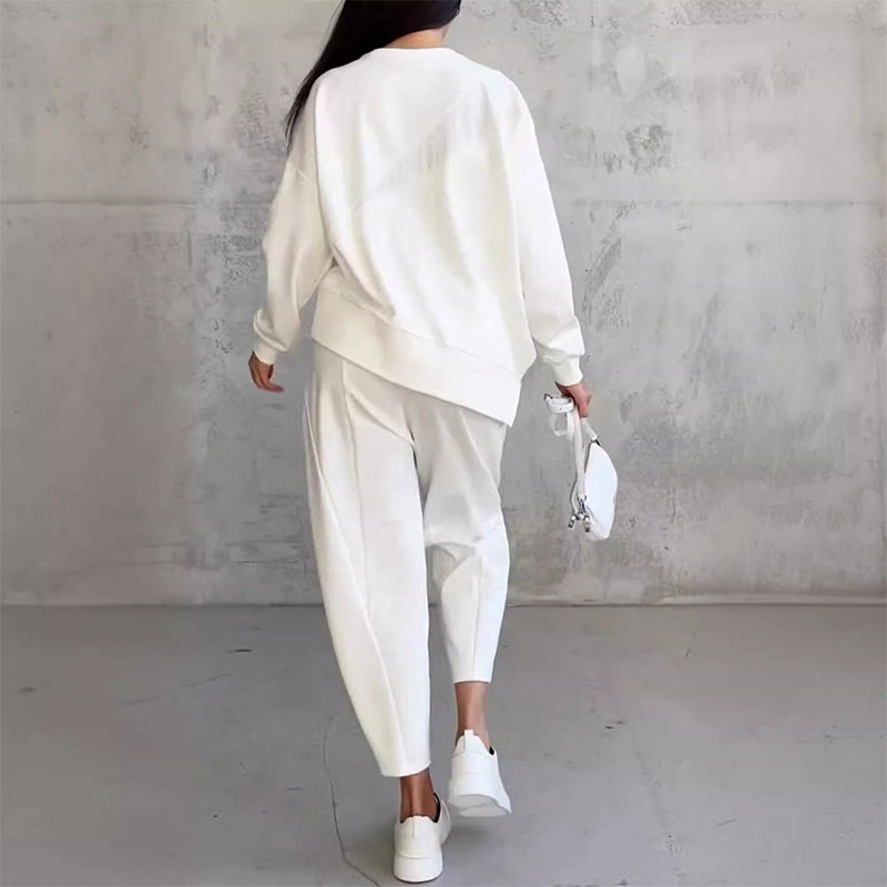 💕 Women’s long-sleeve sweatshirt set with an irregular hem and pants