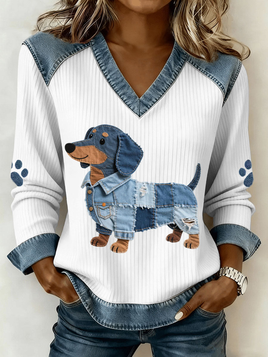 Denim Patchwork Top