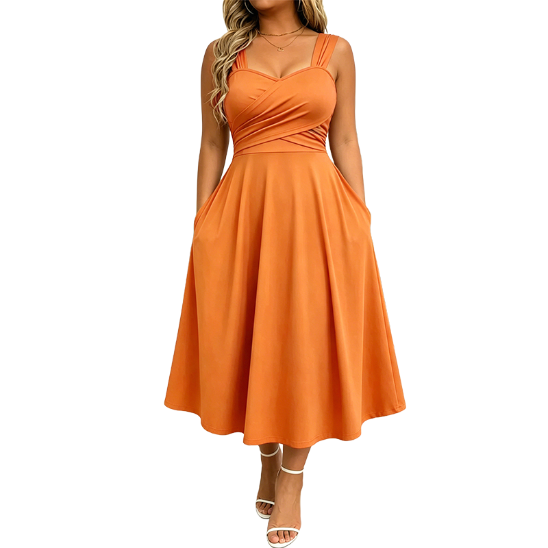 Elegant Women's V-Neck Dress with Pockets 👗✨