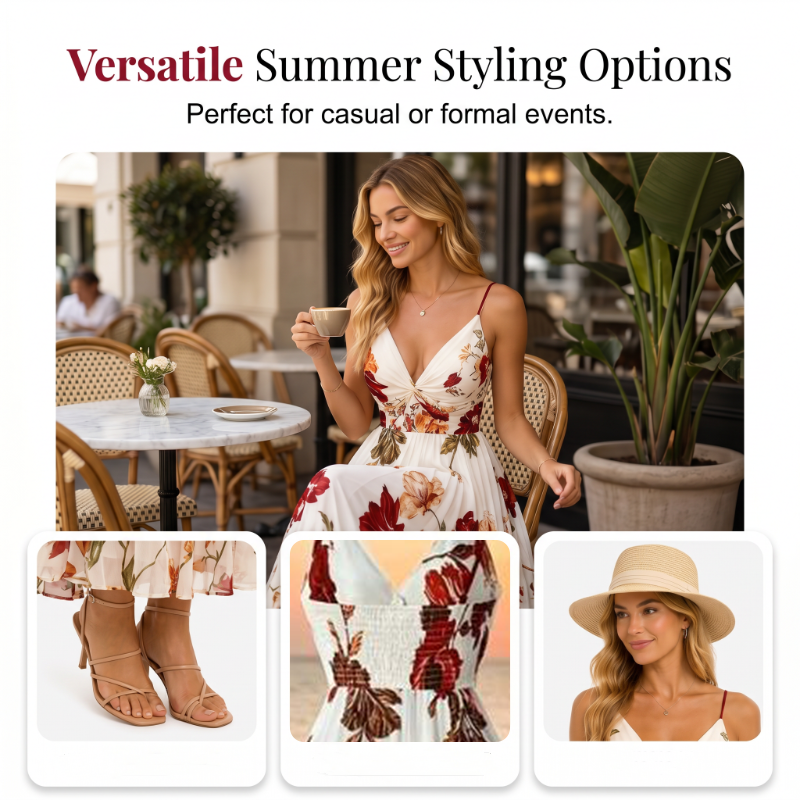 👗 50% OFF 🌺 Women's Printed Spaghetti Strap Maxi Dress – Lightweight & Boho Chic