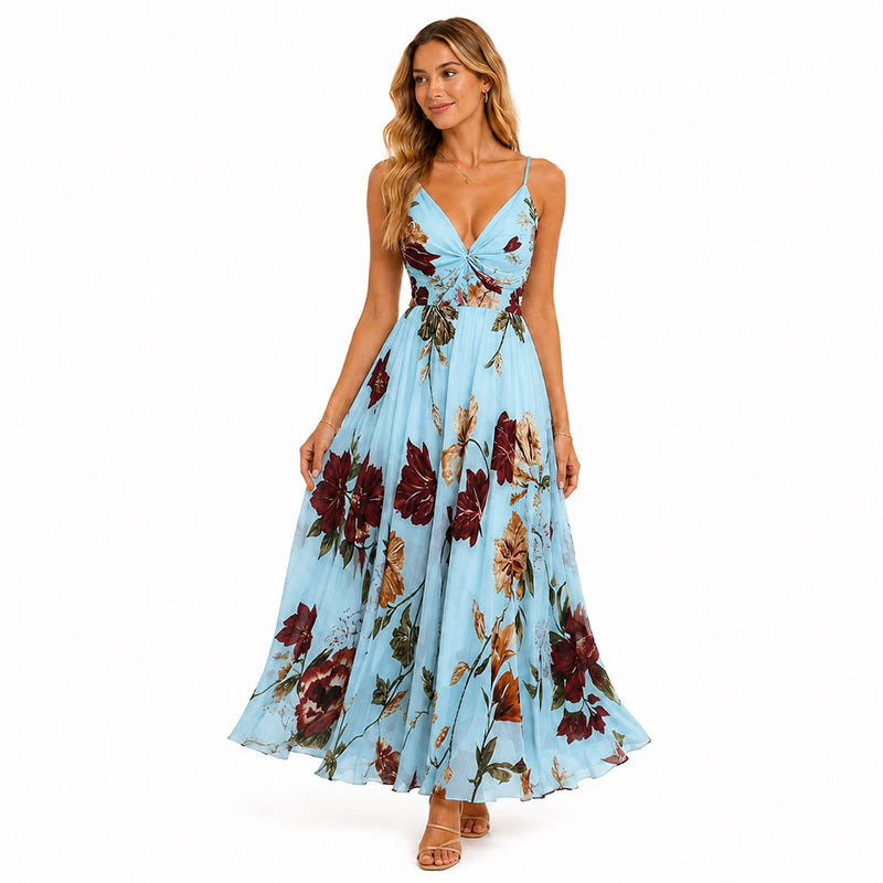 👗 50% OFF 🌺 Women's Printed Spaghetti Strap Maxi Dress – Lightweight & Boho Chic