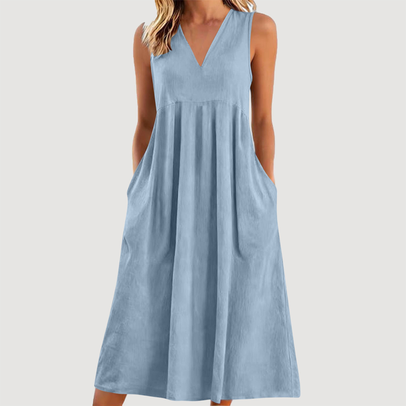Women's Casual Sleeveless V-Neck Midi Dress 👗✨