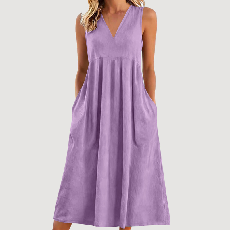 Women's Casual Sleeveless V-Neck Midi Dress 👗✨