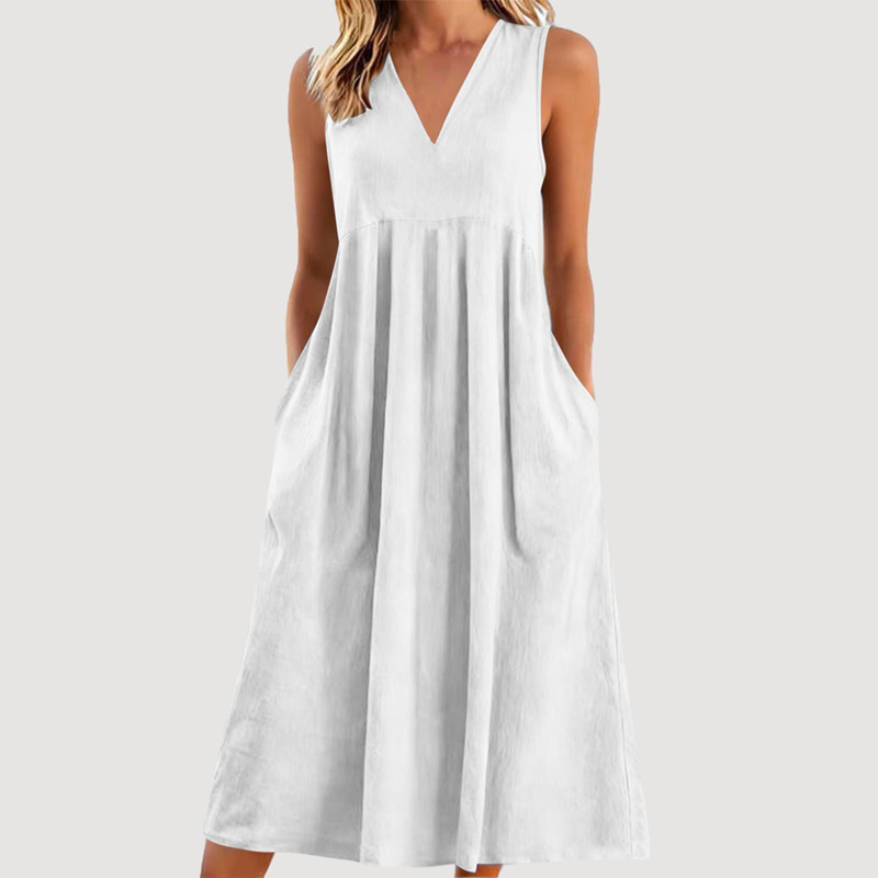 Women's Casual Sleeveless V-Neck Midi Dress 👗✨