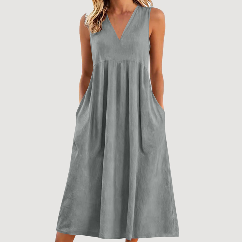 Women's Casual Sleeveless V-Neck Midi Dress 👗✨