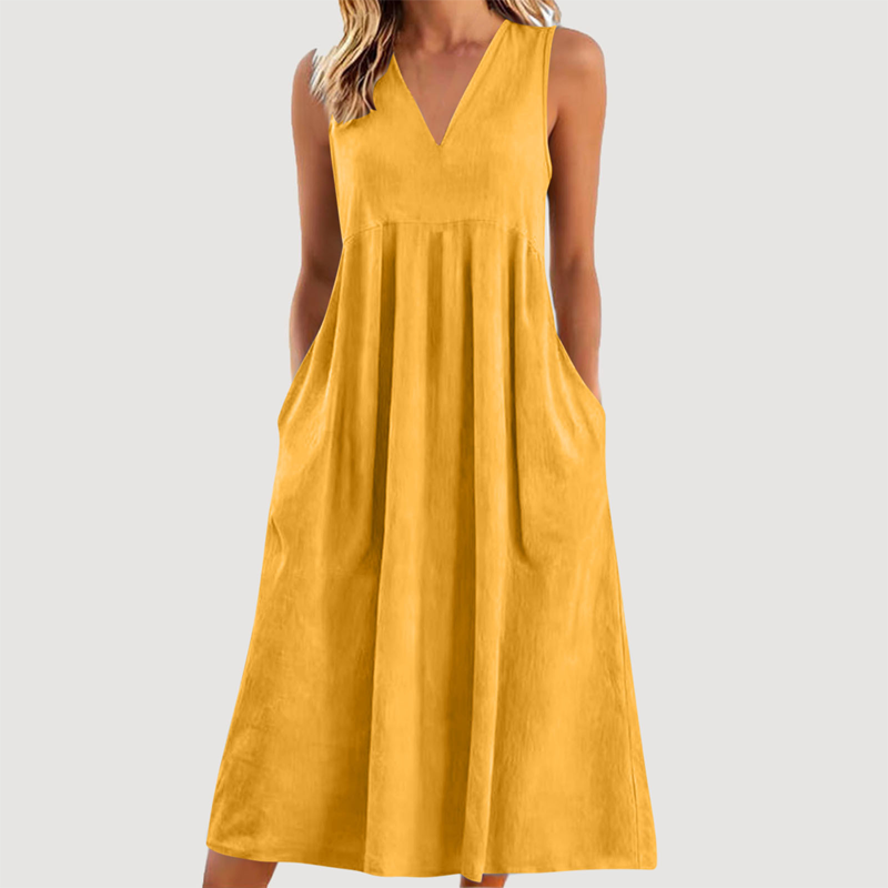 Women's Casual Sleeveless V-Neck Midi Dress 👗✨