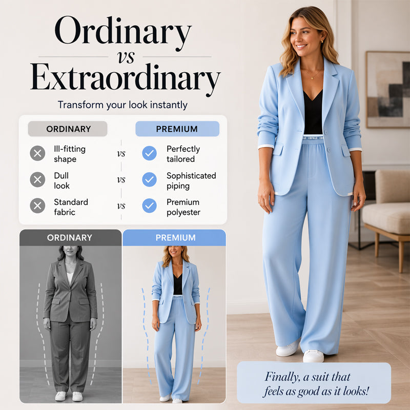 ✨🛍️ Blazer and Wide-Leg Pants Set – Clean Lines and Breathable Comfort for a Confident Look All Day Long