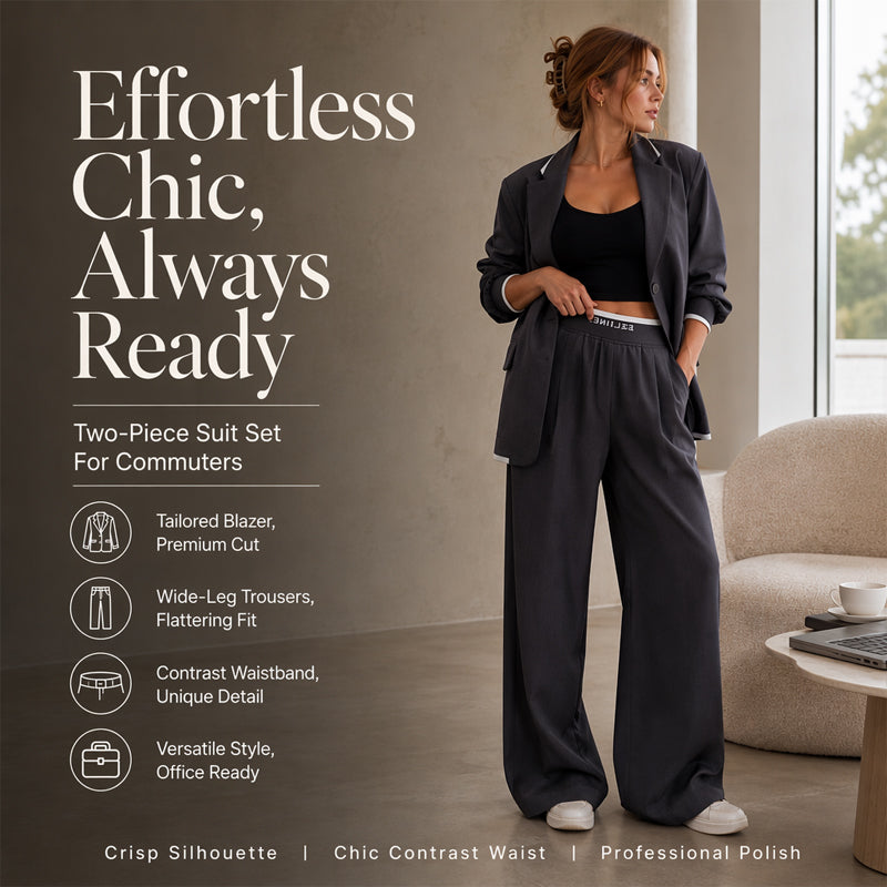 ✨🛍️ Blazer and Wide-Leg Pants Set – Clean Lines and Breathable Comfort for a Confident Look All Day Long