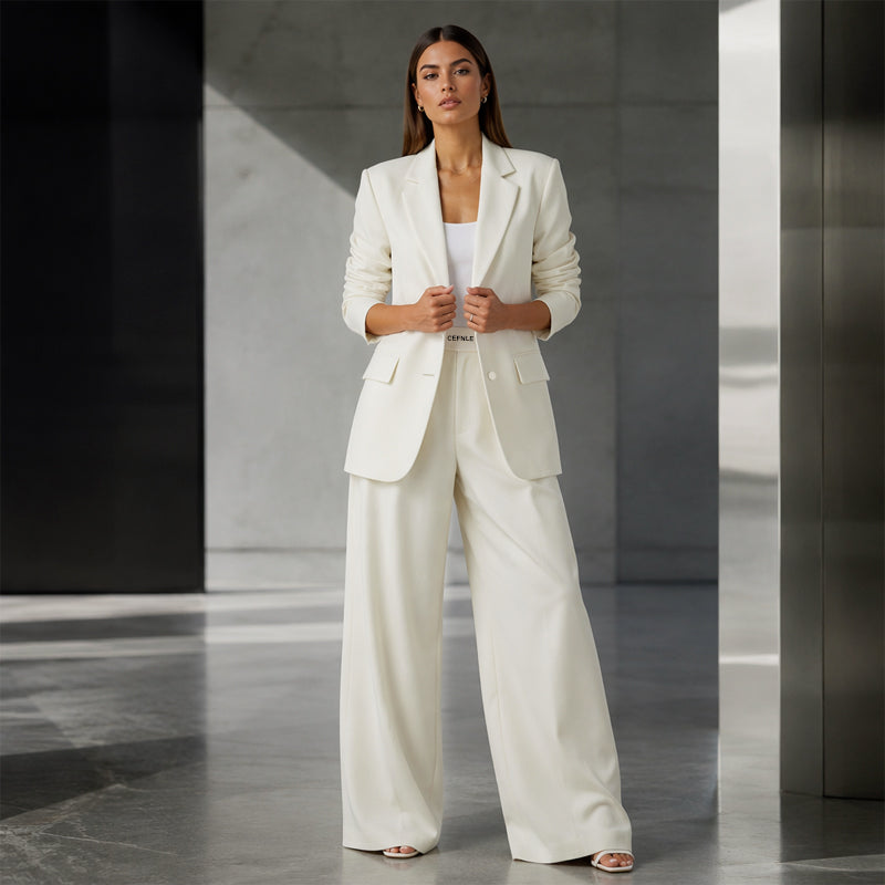 ✨🛍️ Blazer and Wide-Leg Pants Set – Clean Lines and Breathable Comfort for a Confident Look All Day Long