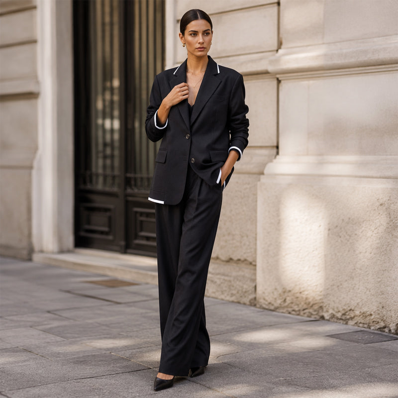 ✨🛍️ Blazer and Wide-Leg Pants Set – Clean Lines and Breathable Comfort for a Confident Look All Day Long