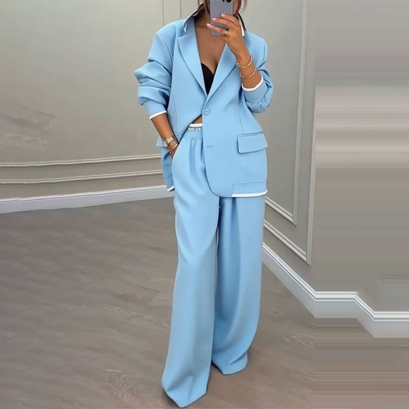 ✨🛍️ Blazer and Wide-Leg Pants Set – Clean Lines and Breathable Comfort for a Confident Look All Day Long