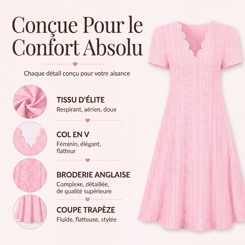 🌷 Elegant Embroidered Dress with Wavy Neckline
