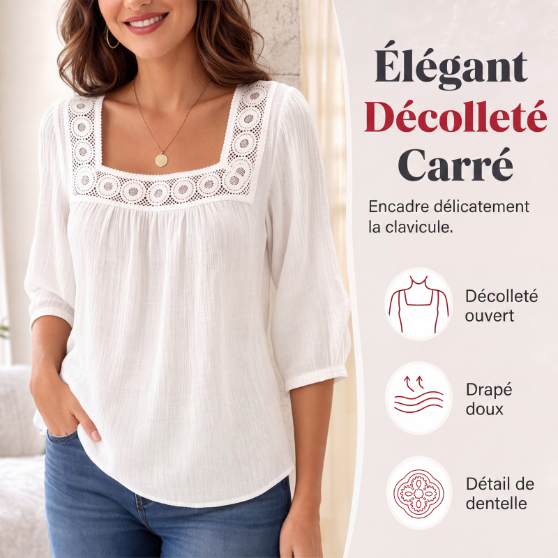 Women’s Lace & Crochet Square-Neck Blouse