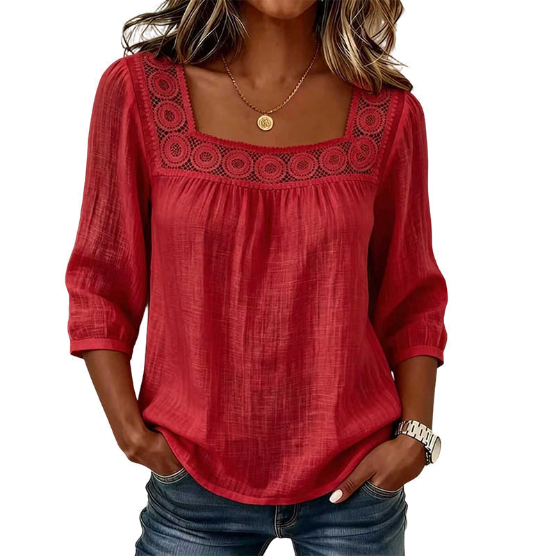Women’s Lace & Crochet Square-Neck Blouse