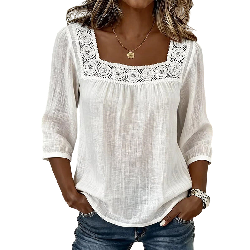 Women’s Lace & Crochet Square-Neck Blouse