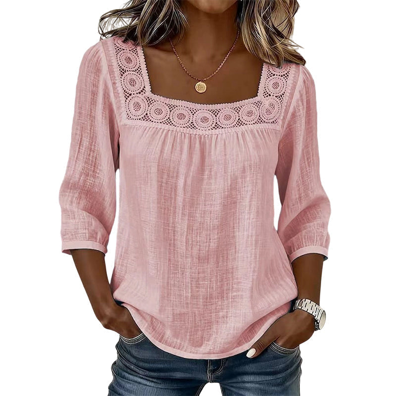 Women’s Lace & Crochet Square-Neck Blouse