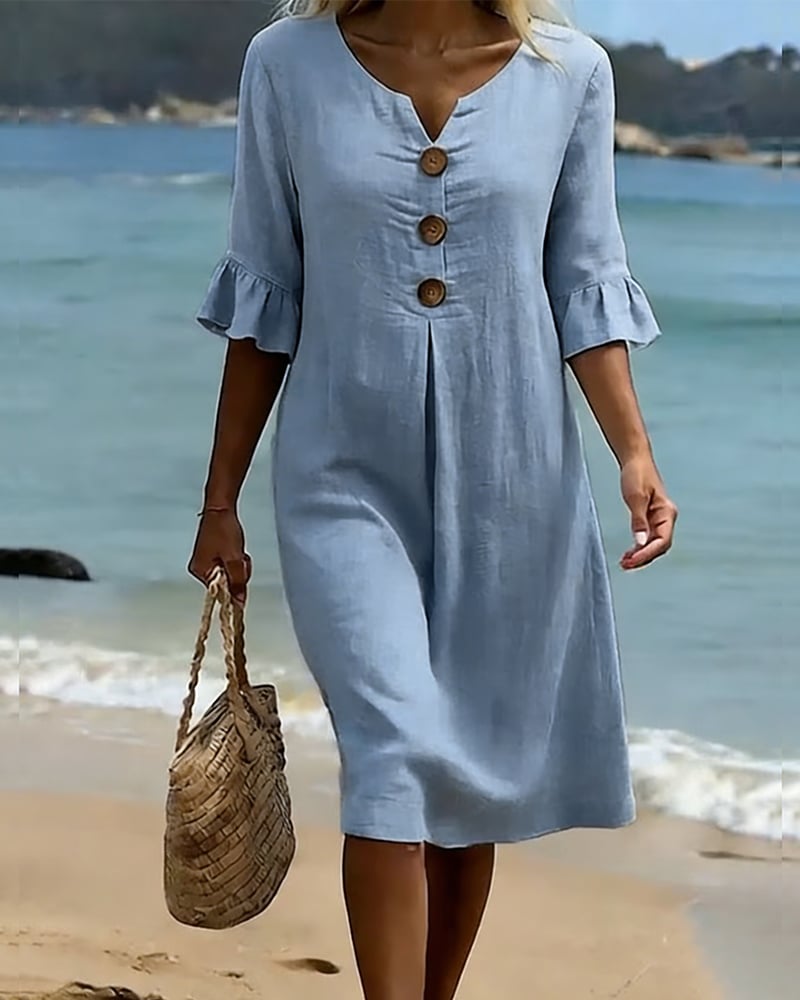Cotélia™ | Cotton Button Detail Dress