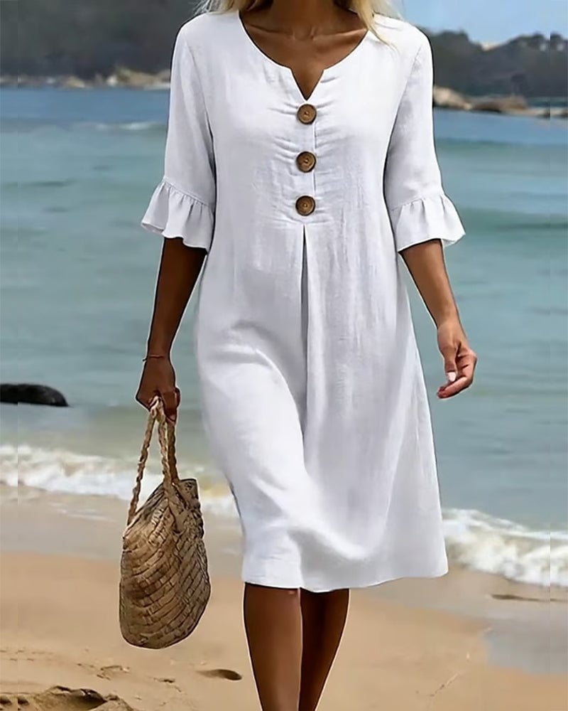 Cotélia™ | Cotton Button Detail Dress